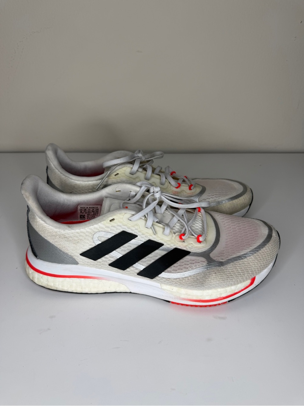 Adidas Supernova+ Mens Size 8 White Athletic Running Shoes Sneakers FY2858